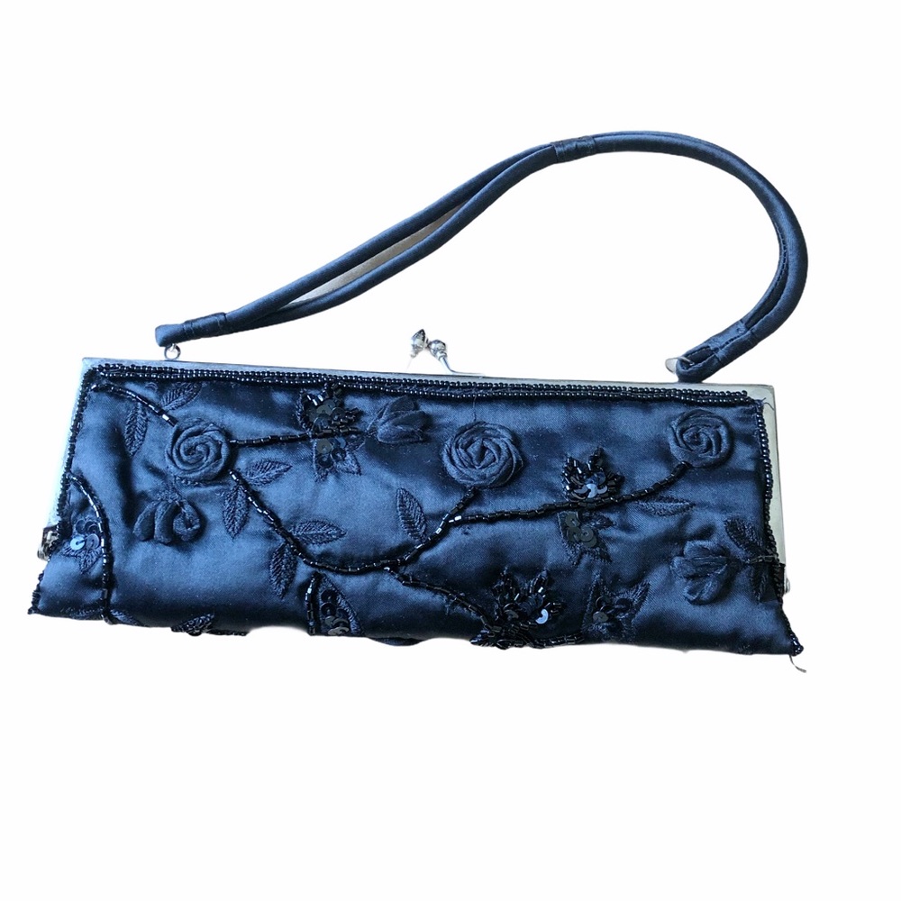 Apt. 9 Black Beaded Floral Evening Clutch